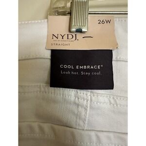 NYDJ Marilyn Straight Leg White Lift Tuck Jeans‎ NWT Women's SZ 26W Optic White